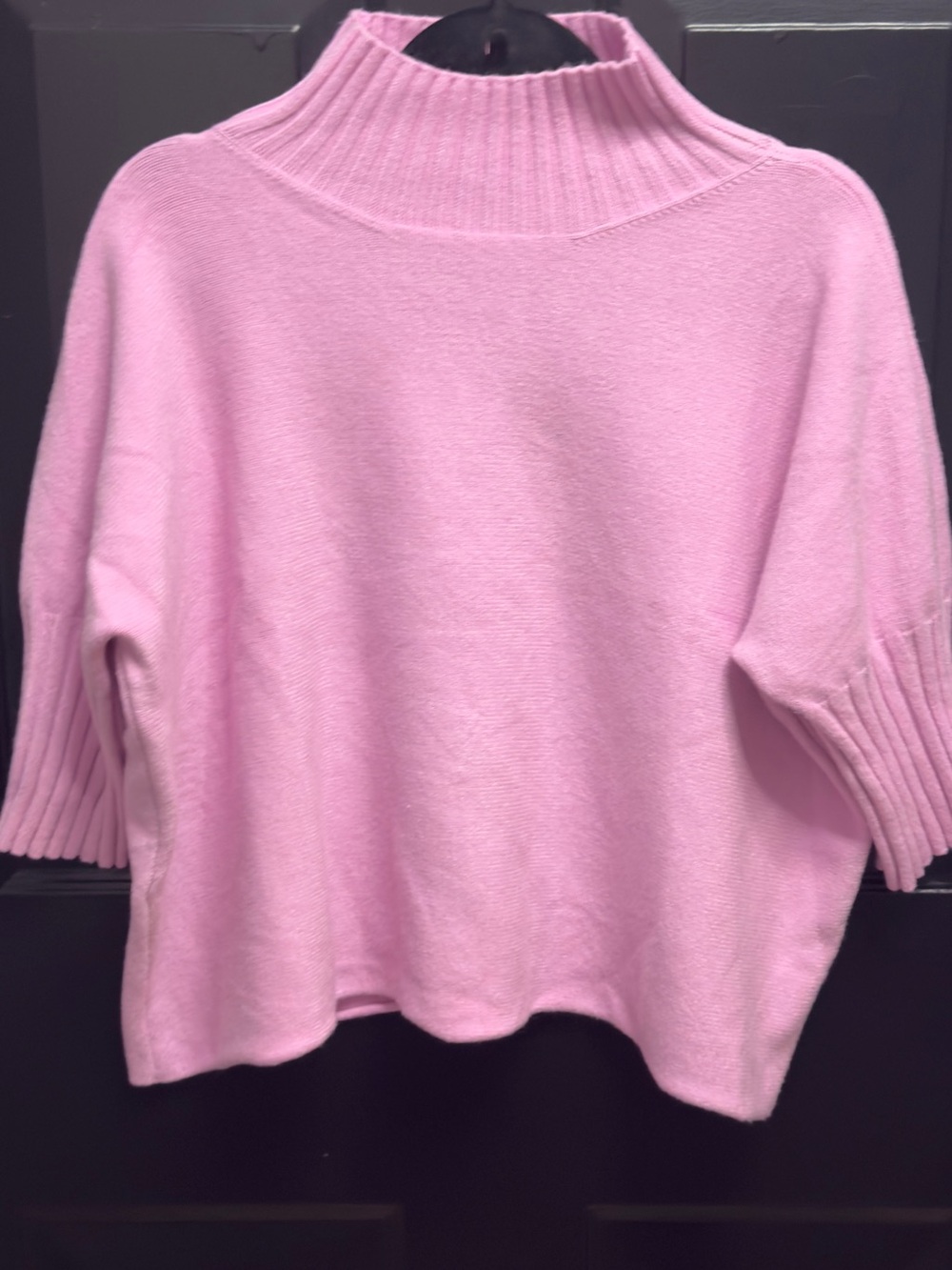 Women's Pink Mock Neck Sweater - Soft Ribbed Cowl